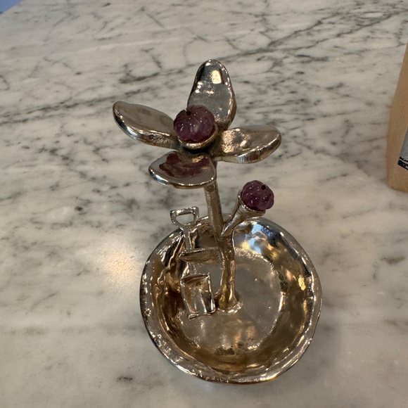 Michael Aram Fantasy Bloom Amethyst & nickel Salt Dish with Shovel Spoon. NIB. - Picture 5 of 13